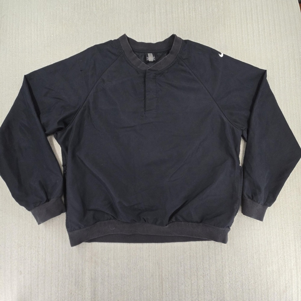 Vintage Nike Golf Windbreaker Jacket Mens Large Black Pullover Zip Pockets Y2K